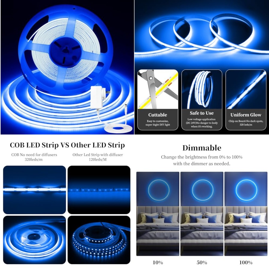 Led Strip Lights - شريط إضاءة LED COB بطول 32.8