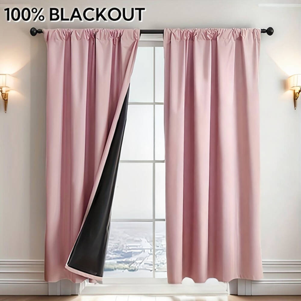 Curtain Rods - ستارة معتمة 100% مع بطانة سوداء